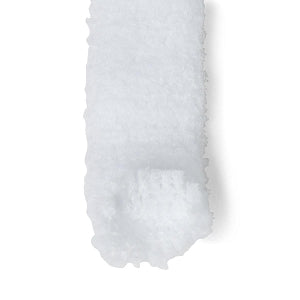Elastic net stretch tubular bandage, white, shown unrolled to display open mesh fabric texture