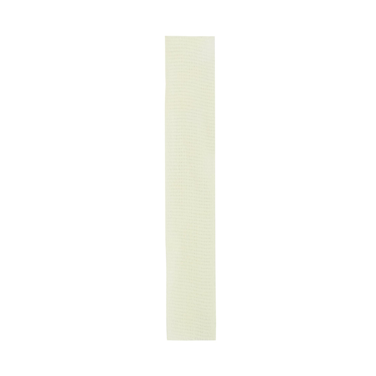 Wound packing strip in white woven gauze, narrow rectangular strip shown flat against white background