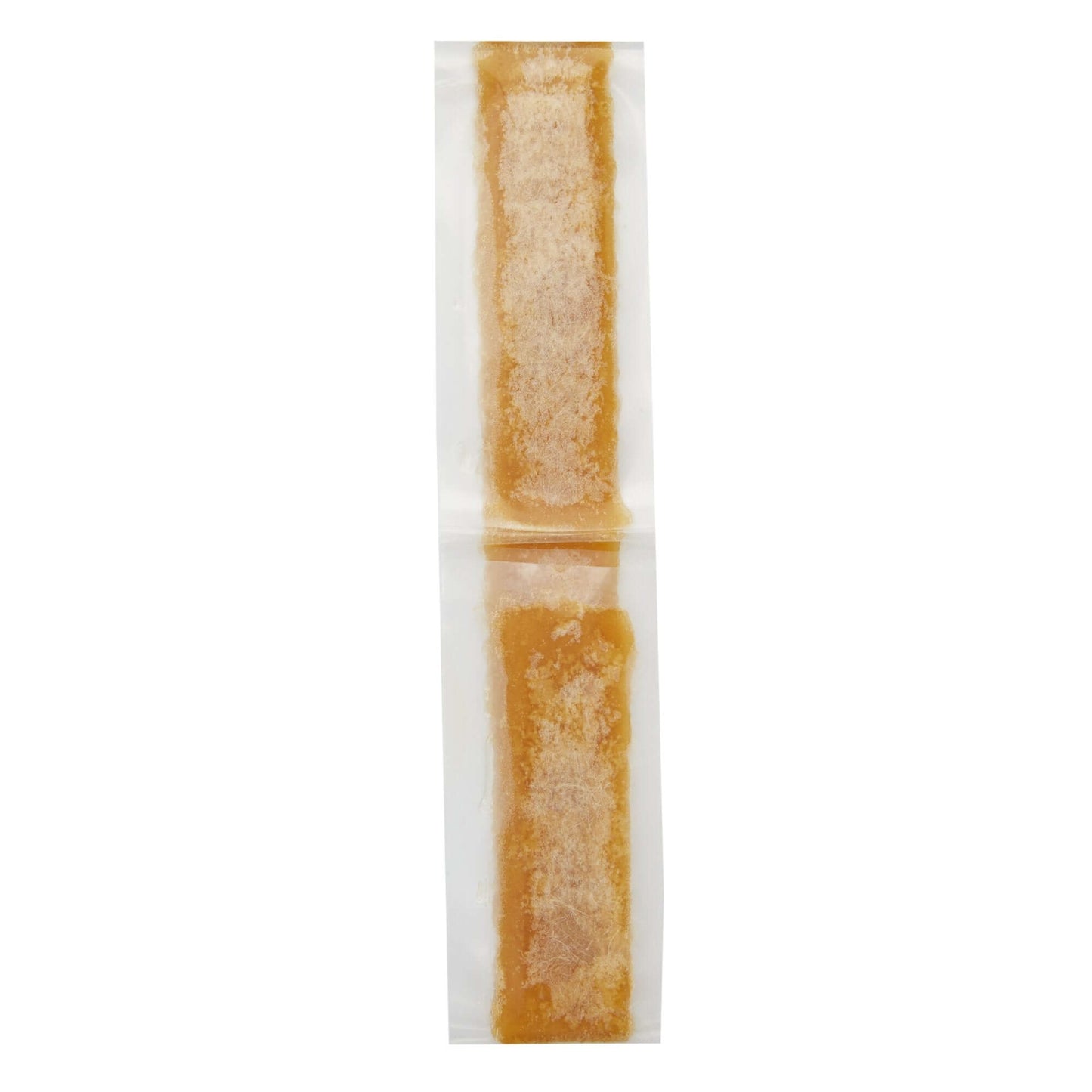 Honey-impregnated wound dressing rope in clear sealed packaging, tan-colored gel visible through transparent wrapper