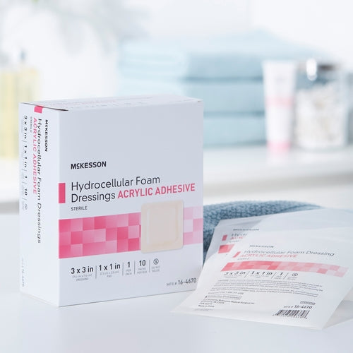McKesson Foam Dressing 3 X 3 Inch With Border Film