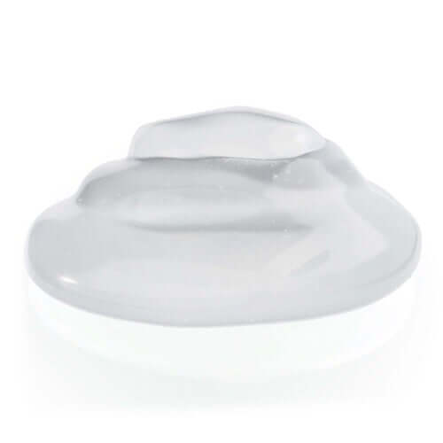 Wound gel close-up showing a mound of silver-gray gel on a white surface against a white background