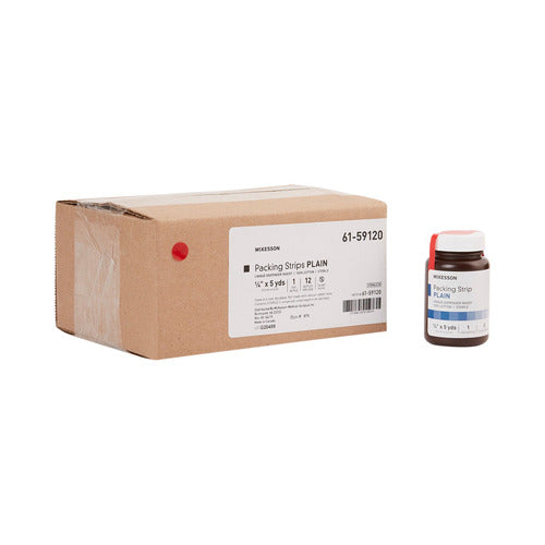 Wound packing strips box and single bottle container, plain non-impregnated, shown together on white background
