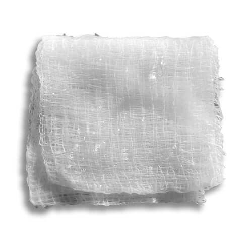 Gauze wound dressing impregnated with clear hydrogel, folded into a square pad with visible open weave texture