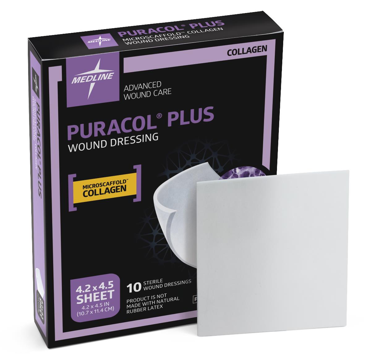 Puracol Plus Collagen Dressings, 4.25x4.5in (Box of 10)