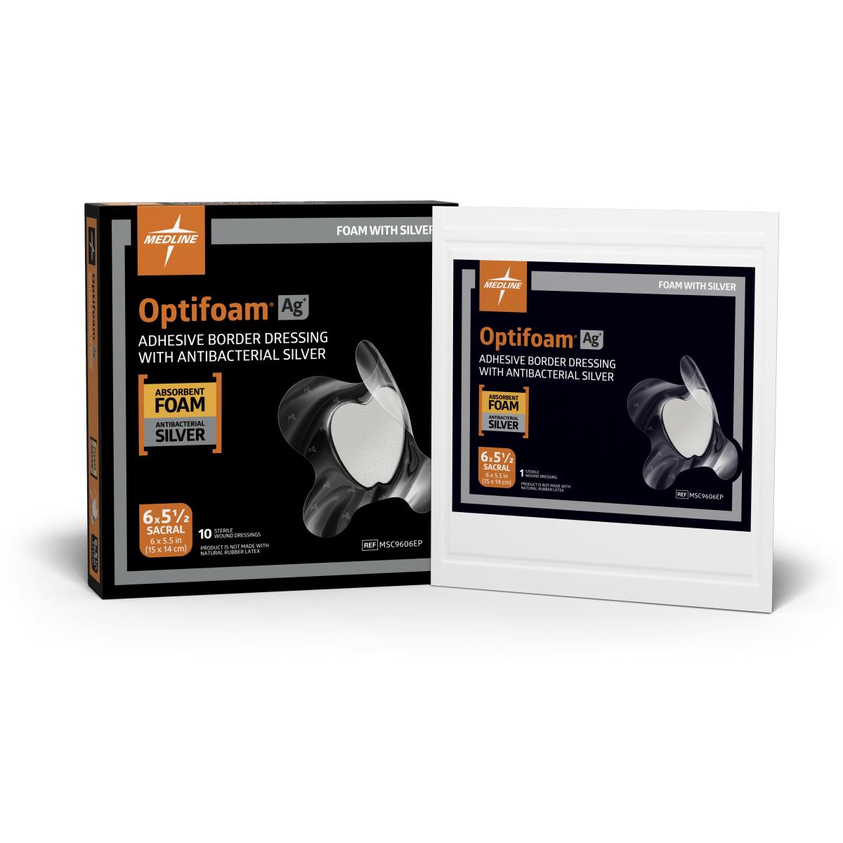 optifoam dressing Optifoam Ag Adhesive Dressing 6.5x5.5 Box of 10