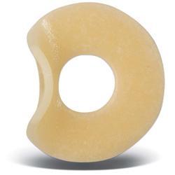 Eakin cohesive barrier ring, beige donut shape with center hole and notch cutout on one side