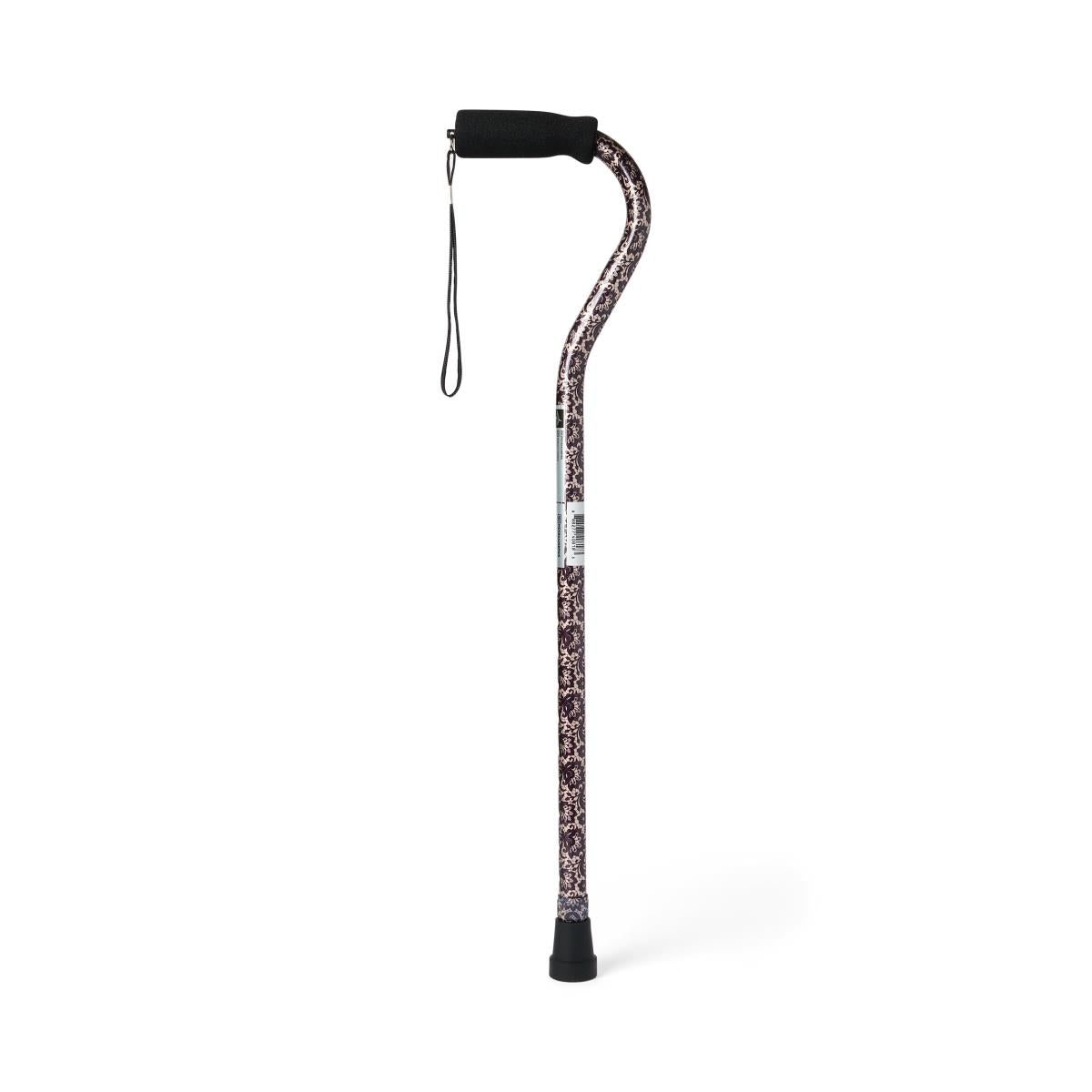 Aluminum Fashion Cane with Offset Handle, Black Paisley