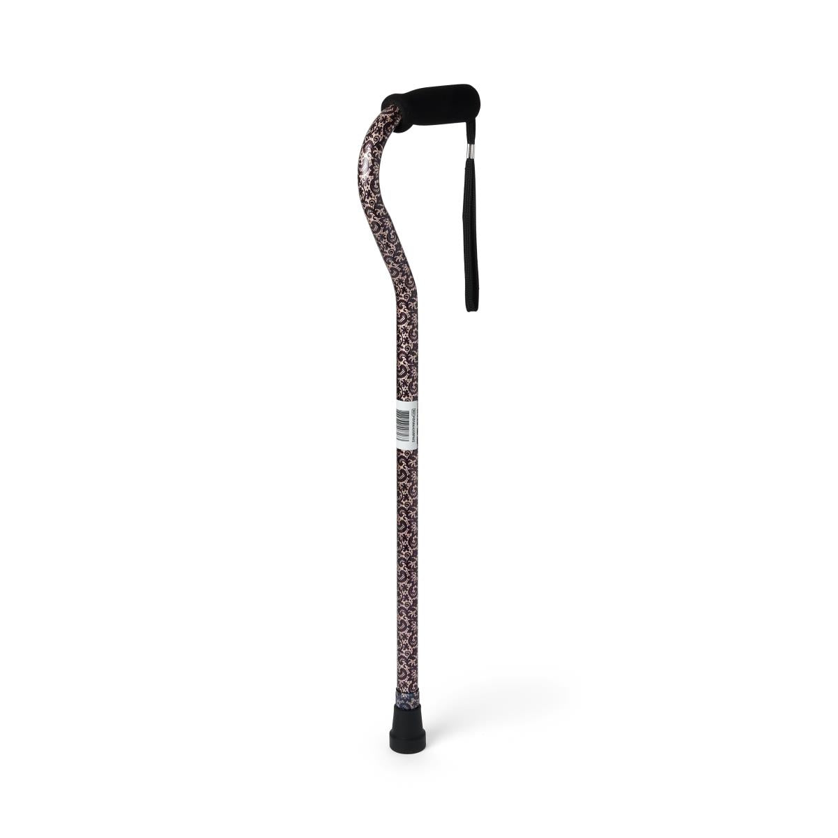 Aluminum Fashion Cane with Offset Handle, Black Paisley