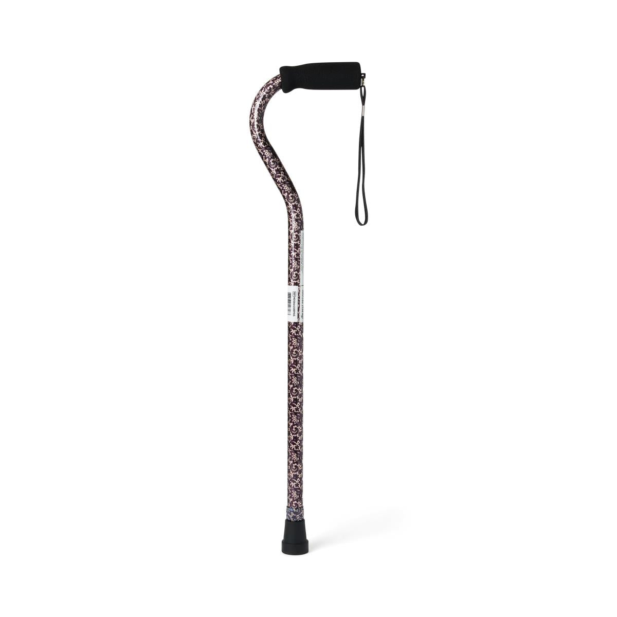 Aluminum Fashion Cane with Offset Handle, Black Paisley