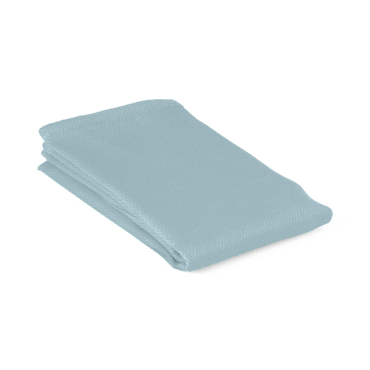 Sterile O.R. towel folded flat, light blue woven fabric with finished edges, shown on white background