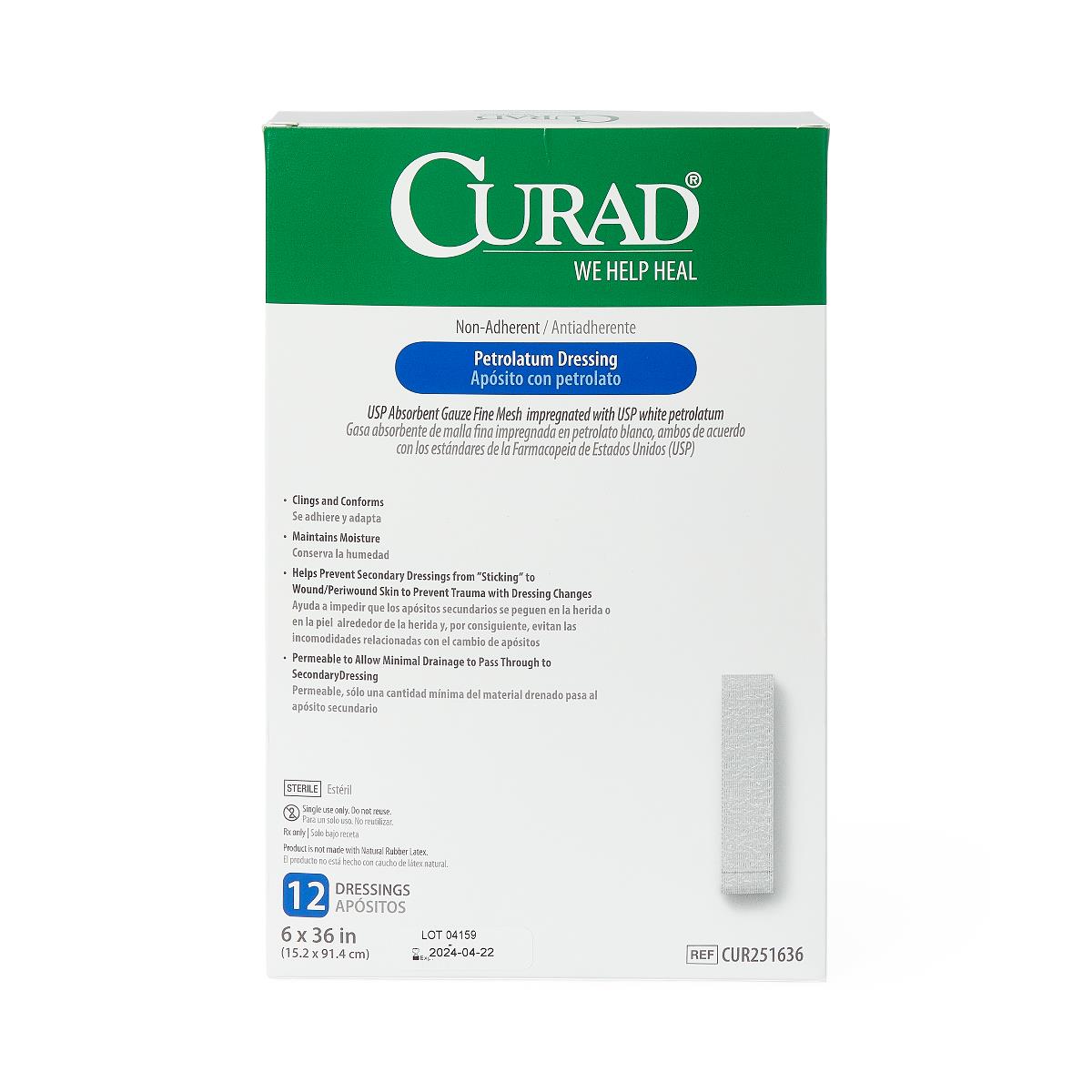 CURAD Sterile Nonadherent Petrolatum Gauze Dressing