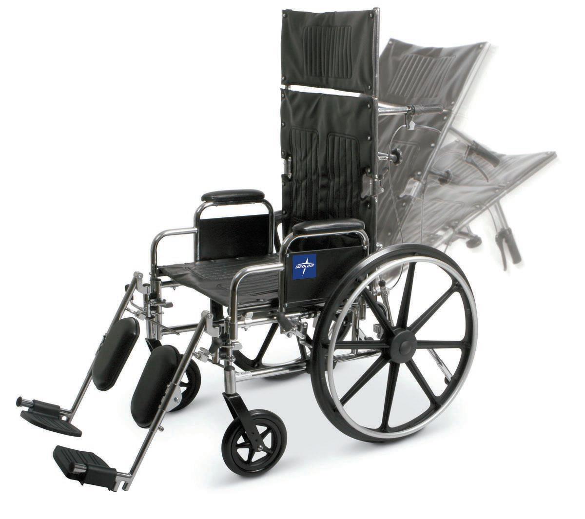 Excel Recliner Wheelchair w/ Removable Desk Length Arms and Elevating Legrests (18inblack)
