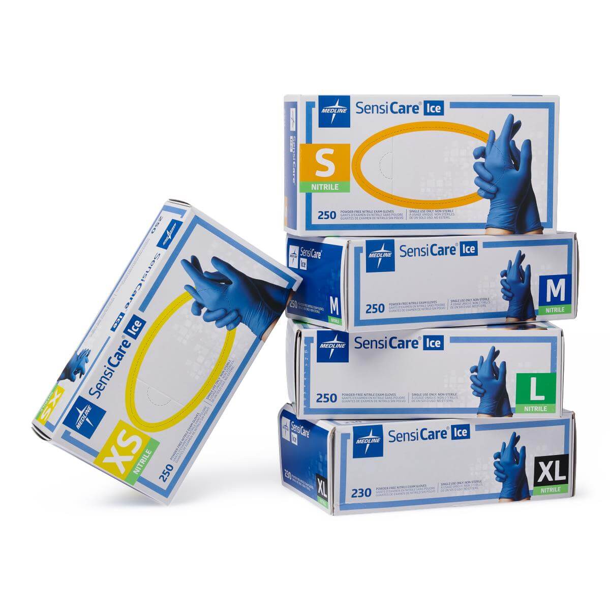 Medline SensiCare Ice Blue Nitrile Exam Gloves
