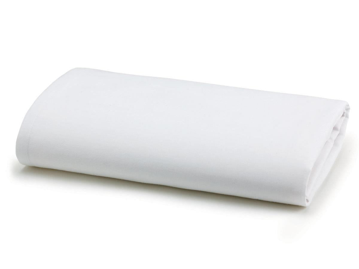 Muslin draw sheet folded neatly, shown in white fabric against a white background