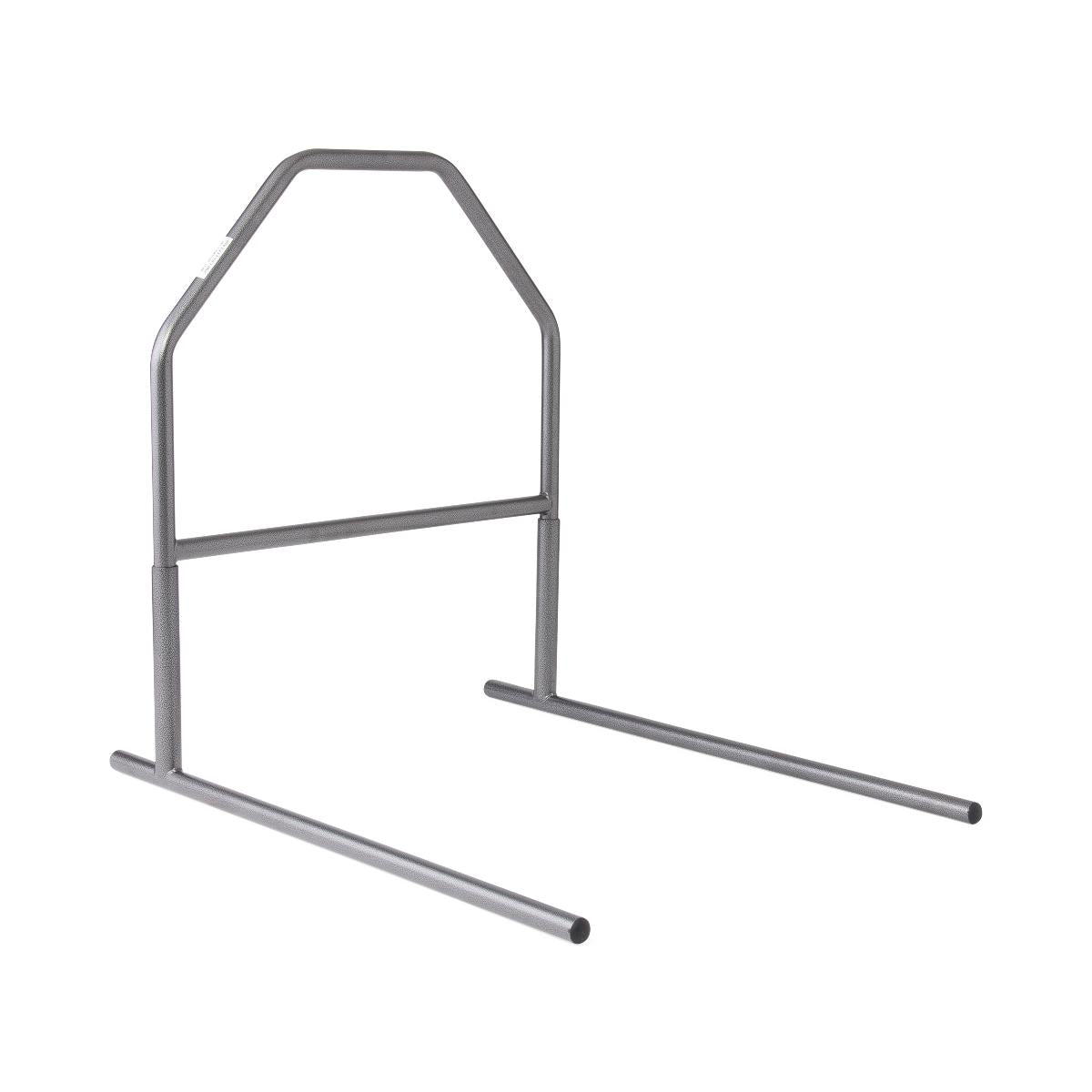 Trapeze base with silver steel frame, arched top bar, horizontal crossbar, and two parallel floor support legs