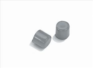 Walker glide caps, two gray cylindrical rubber tips shown side by side on white background