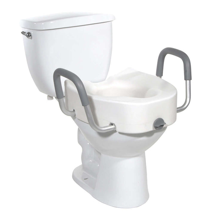 Raised toilet seats and risers