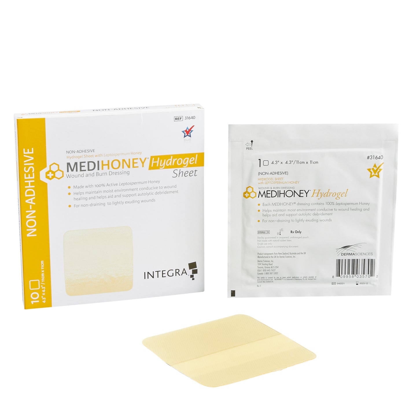 McKesson Honey Hydrogel Dressing MEDIHONEY® Square 4-3/10 X 4-3/10 Inch