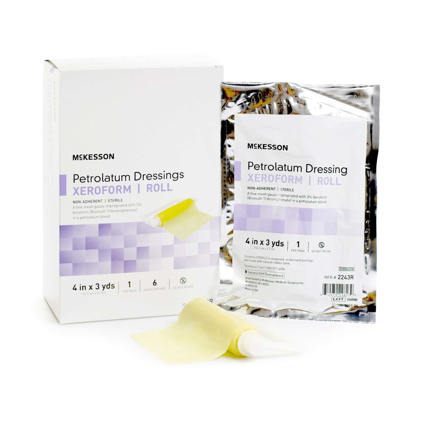 McKesson Xeroform Petrolatum Impregnated Dressing Roll 4 Inch X 3 Yard