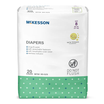 McKesson Unisex Baby Diaper Size 8 Disposable Heavy Absorbency