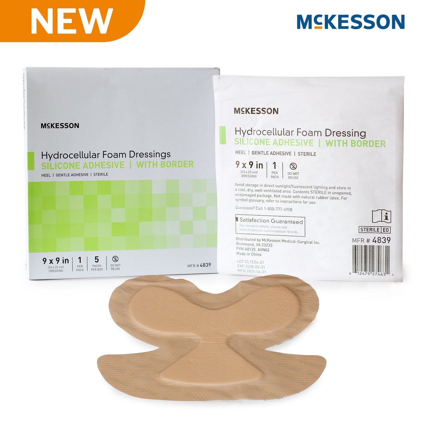 McKesson Foam Dressing 9 X 9 Inch With Border Waterproof Film