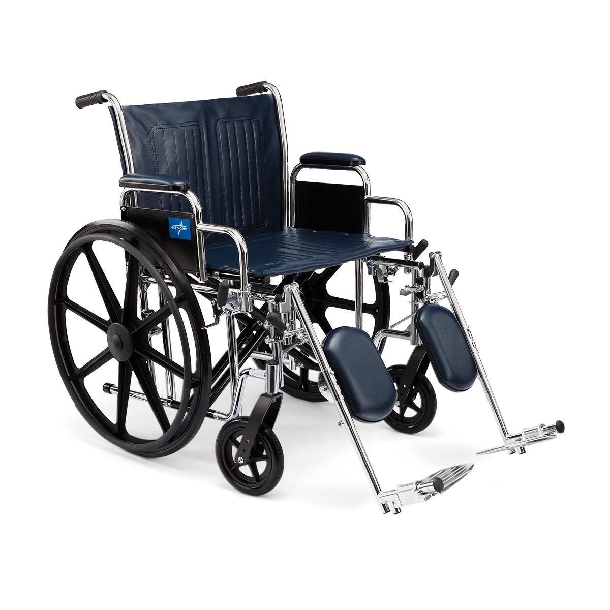 Excel Extra-Wide Wheelchair w/Removable Arms and Detachable Elevating Legrests (22"  Black)