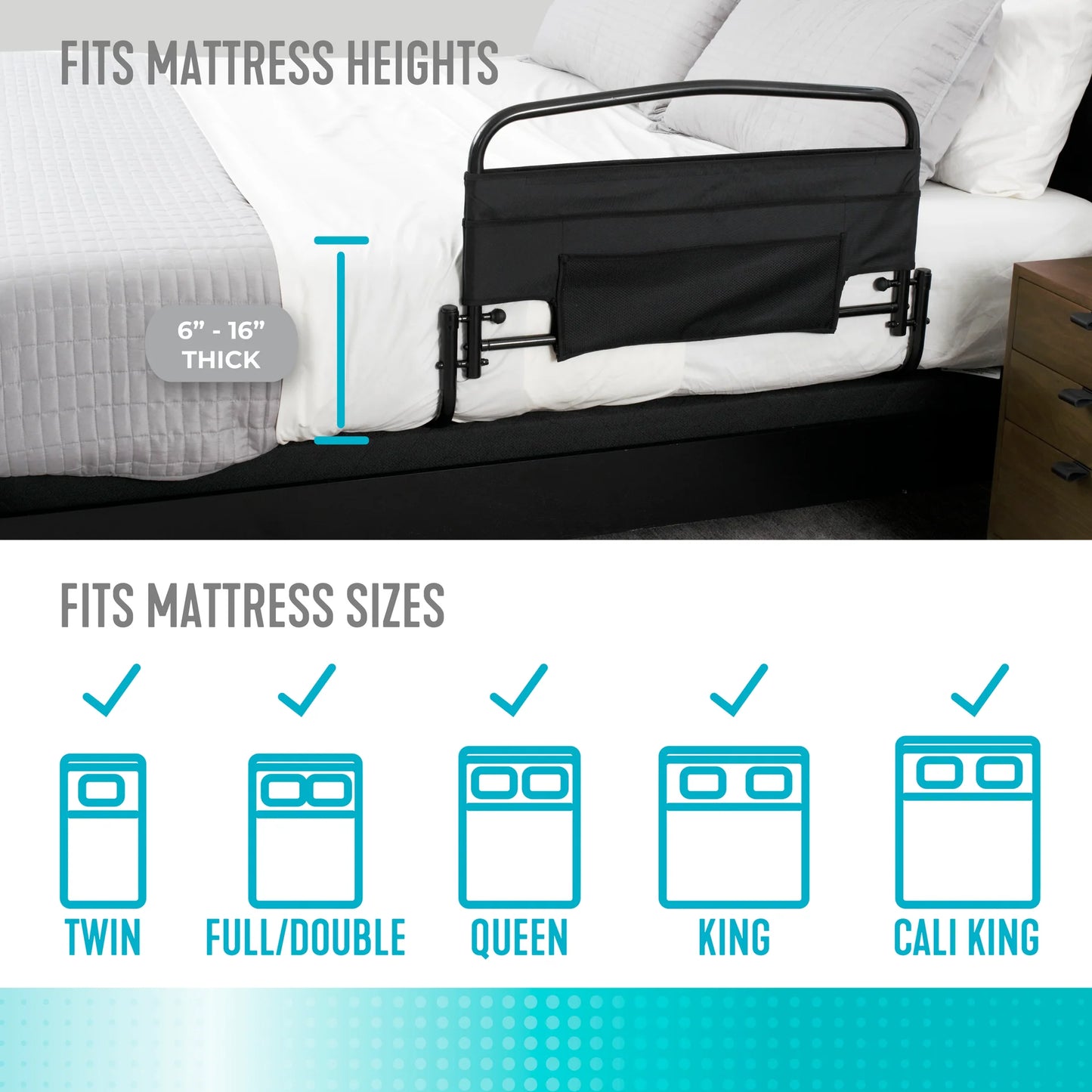 Stander 30" Safety Bed Rail & Padded Pouch