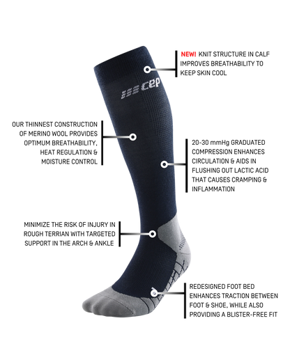 Hiking Light Merino Tall Compression Socks, Men