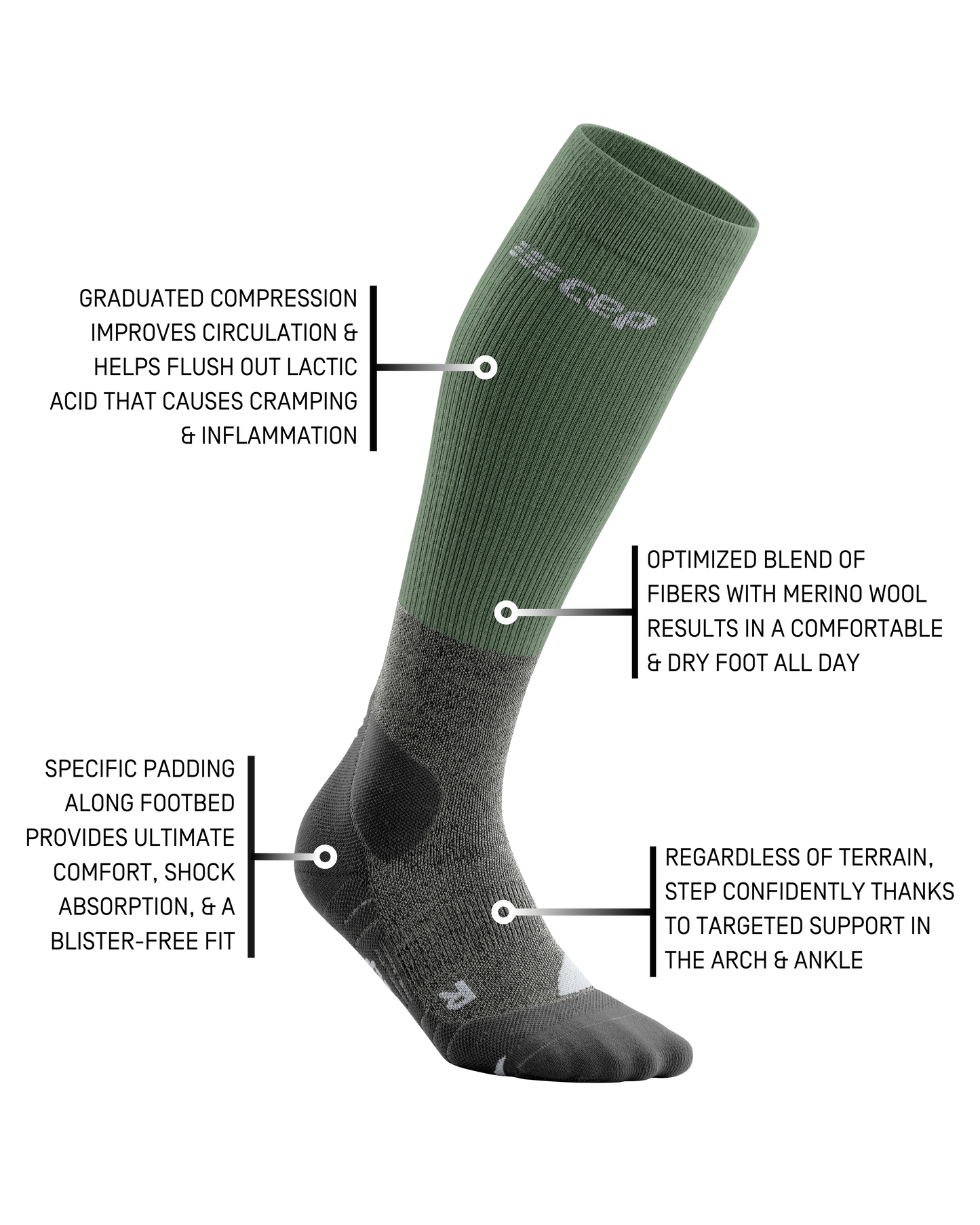 Hiking Merino Tall Compression Socks, Men