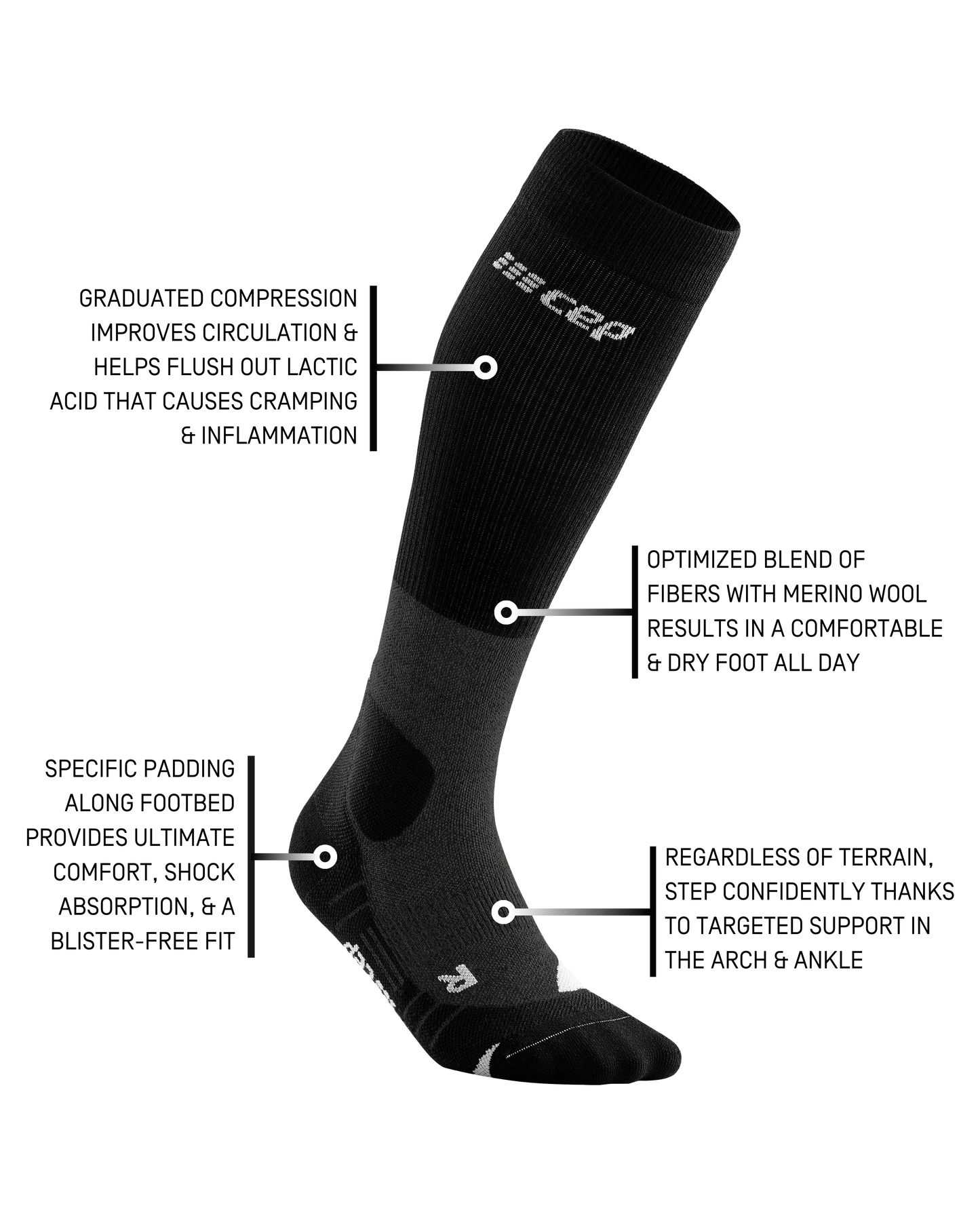 Hiking Merino Tall Compression Socks, Men