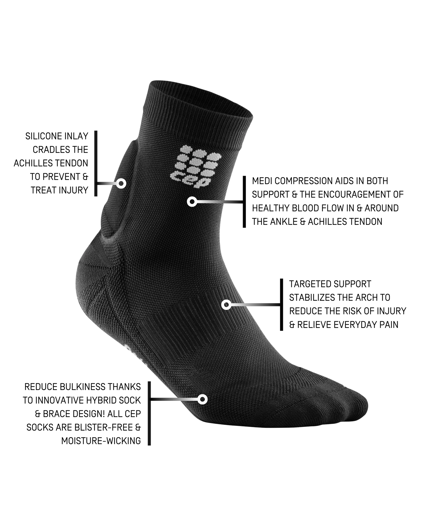 Achilles Support Short Socks, Women