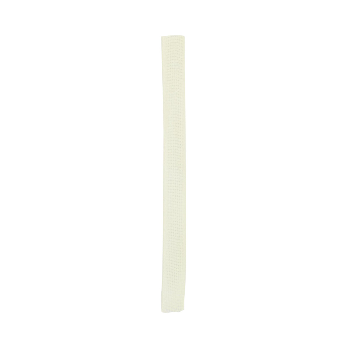 Wound packing strip in white iodoform gauze, narrow width, shown unrolled vertically against white background