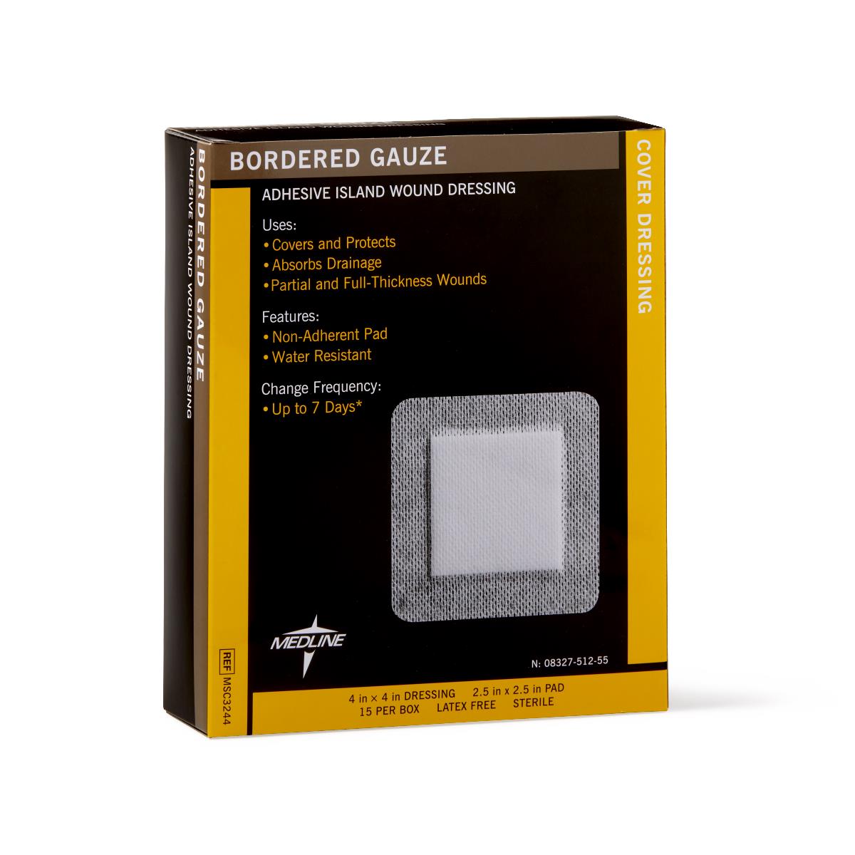 Sterile Bordered Gauze Adhesive Island Wound Dressing- Various sizes (box of 15) Sterile Bordered Gauze Adhesive Island Wound Dressing- Various sizes (box of 15)