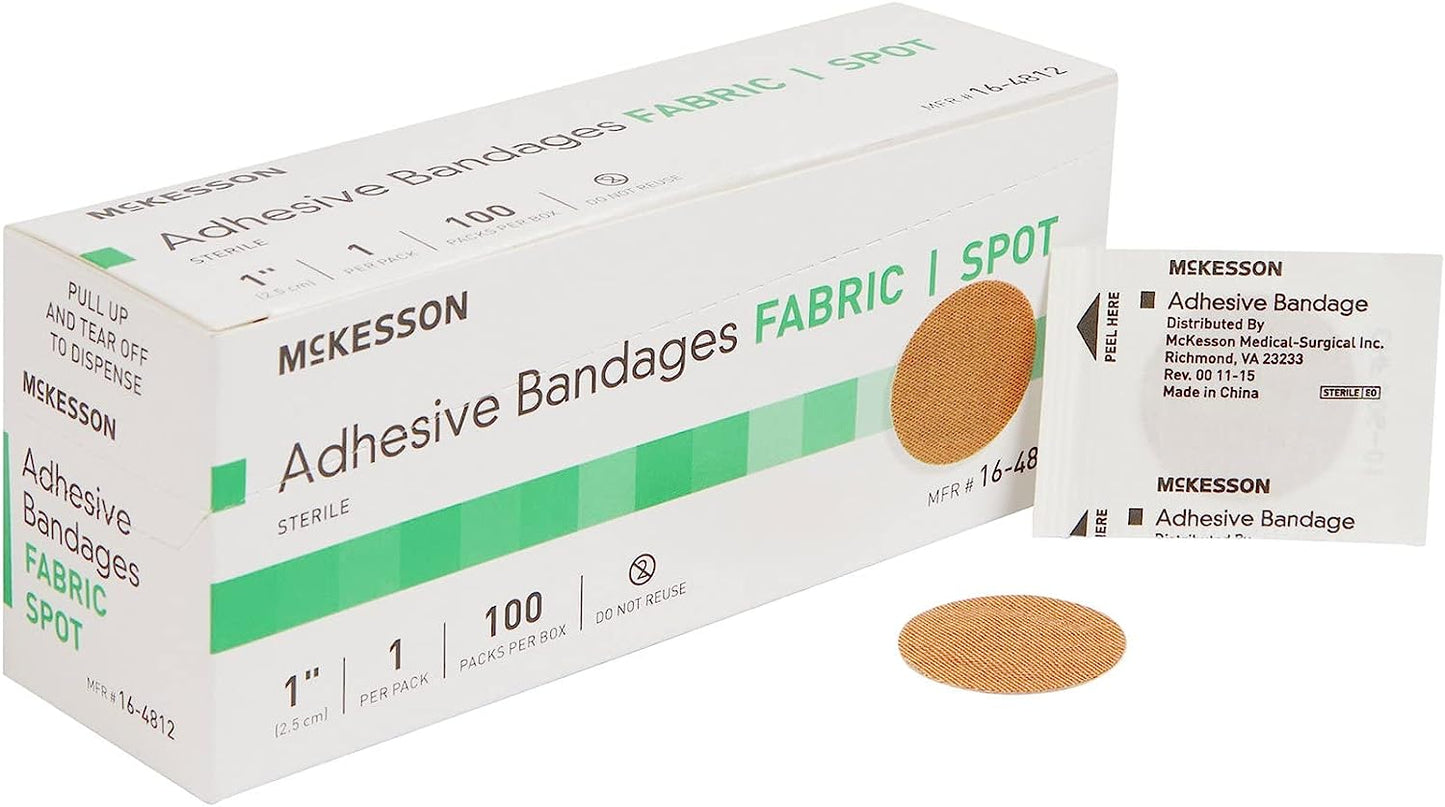 Adhesive Spot Bandage McKesson 1 Inch Fabric Round Tan Sterile