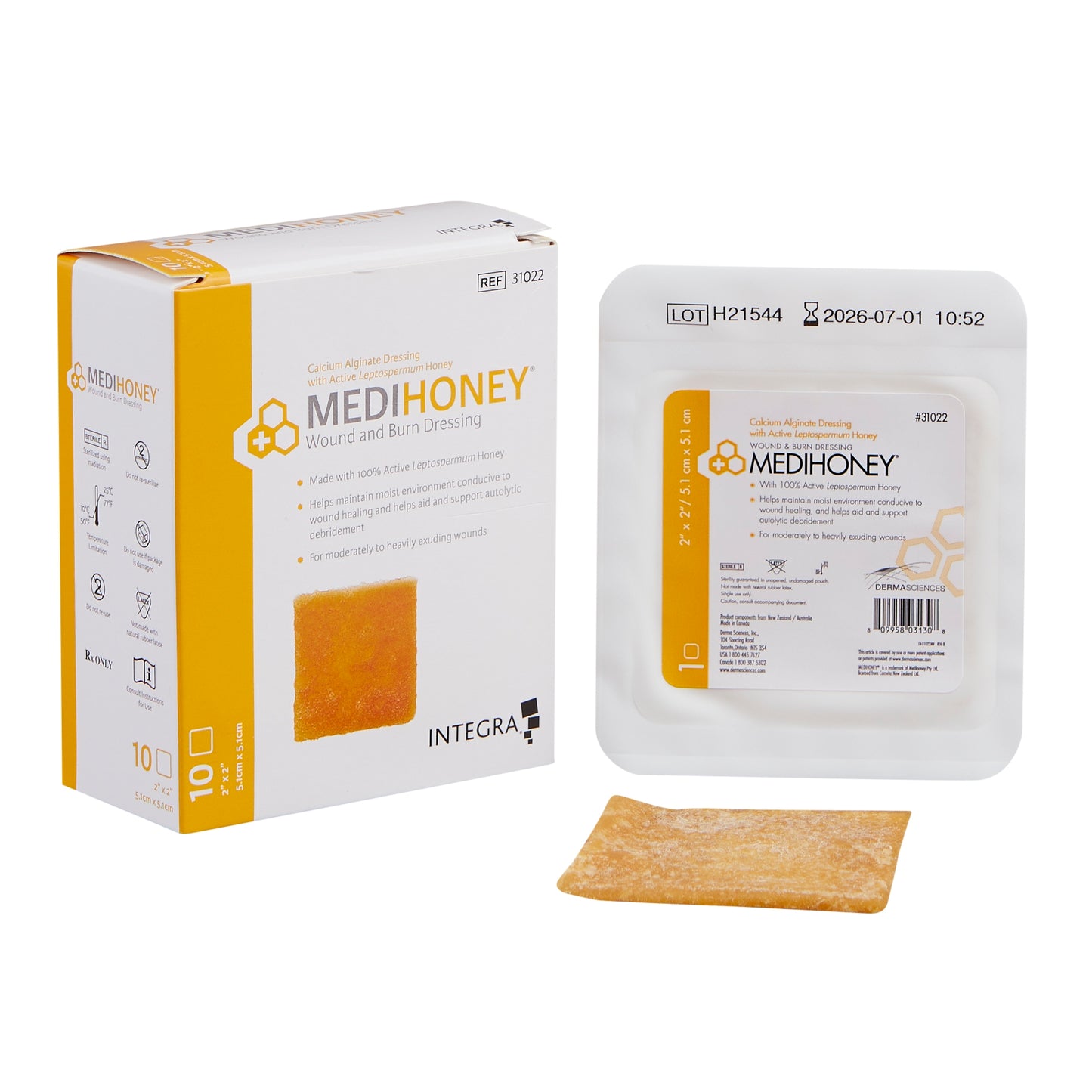 McKesson Honey Impregnated Wound Dressing MEDIHONEY® Square 2 X 2 Inch