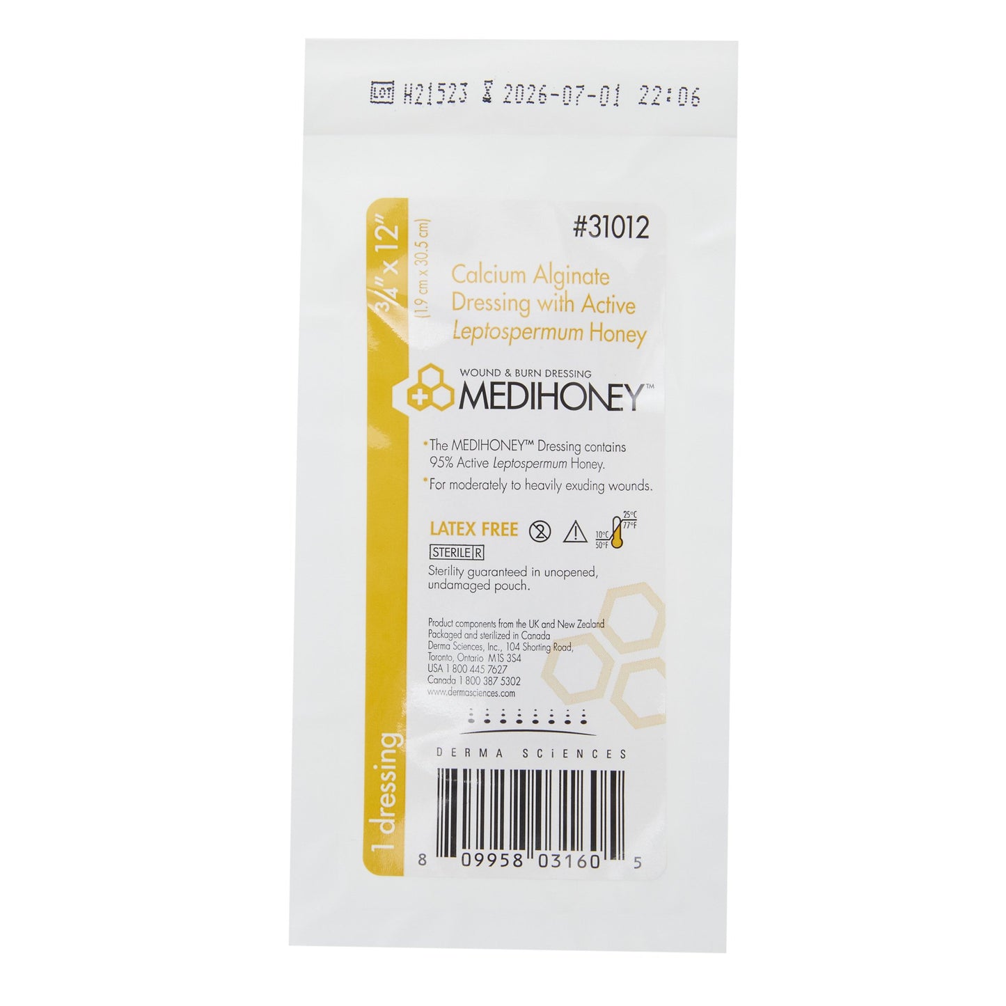 McKesson Honey Impregnated Wound Dressing MEDIHONEY® Rope 3/4 X 12 Inch