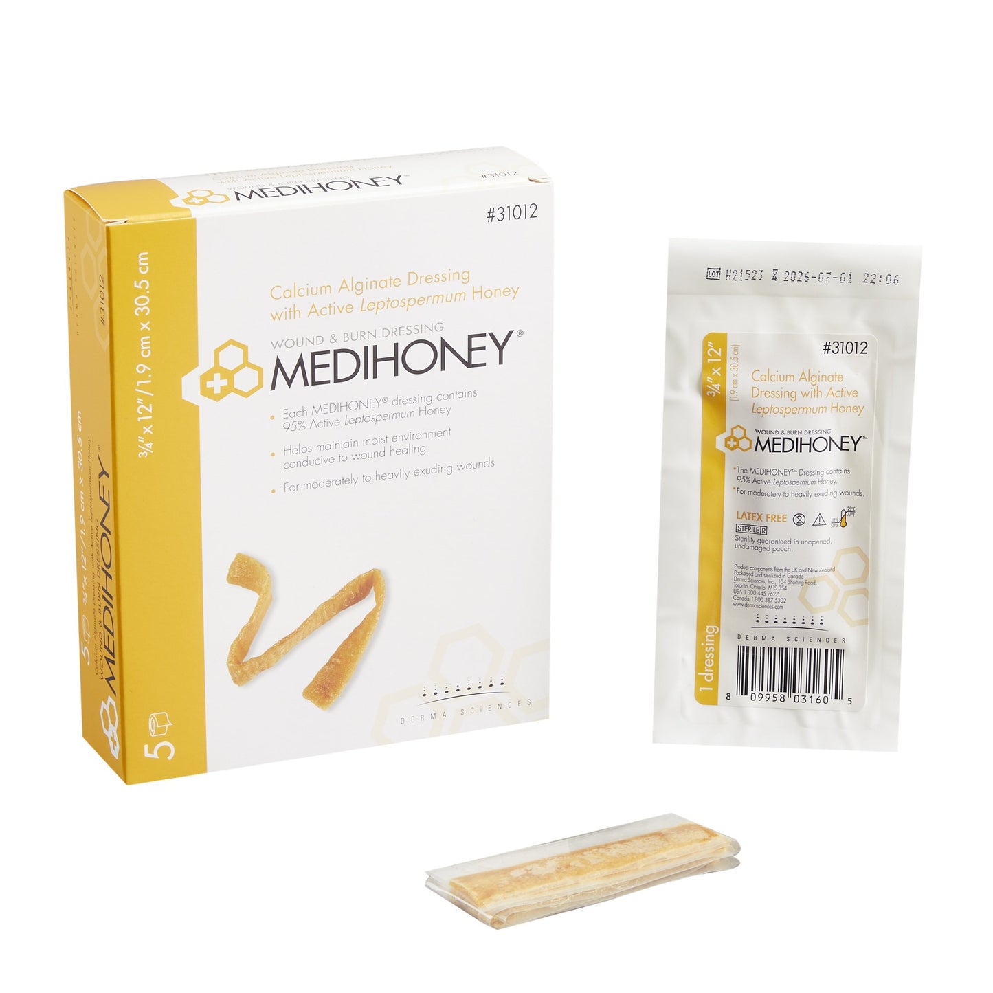 McKesson Honey Impregnated Wound Dressing MEDIHONEY® Rope 3/4 X 12 Inch