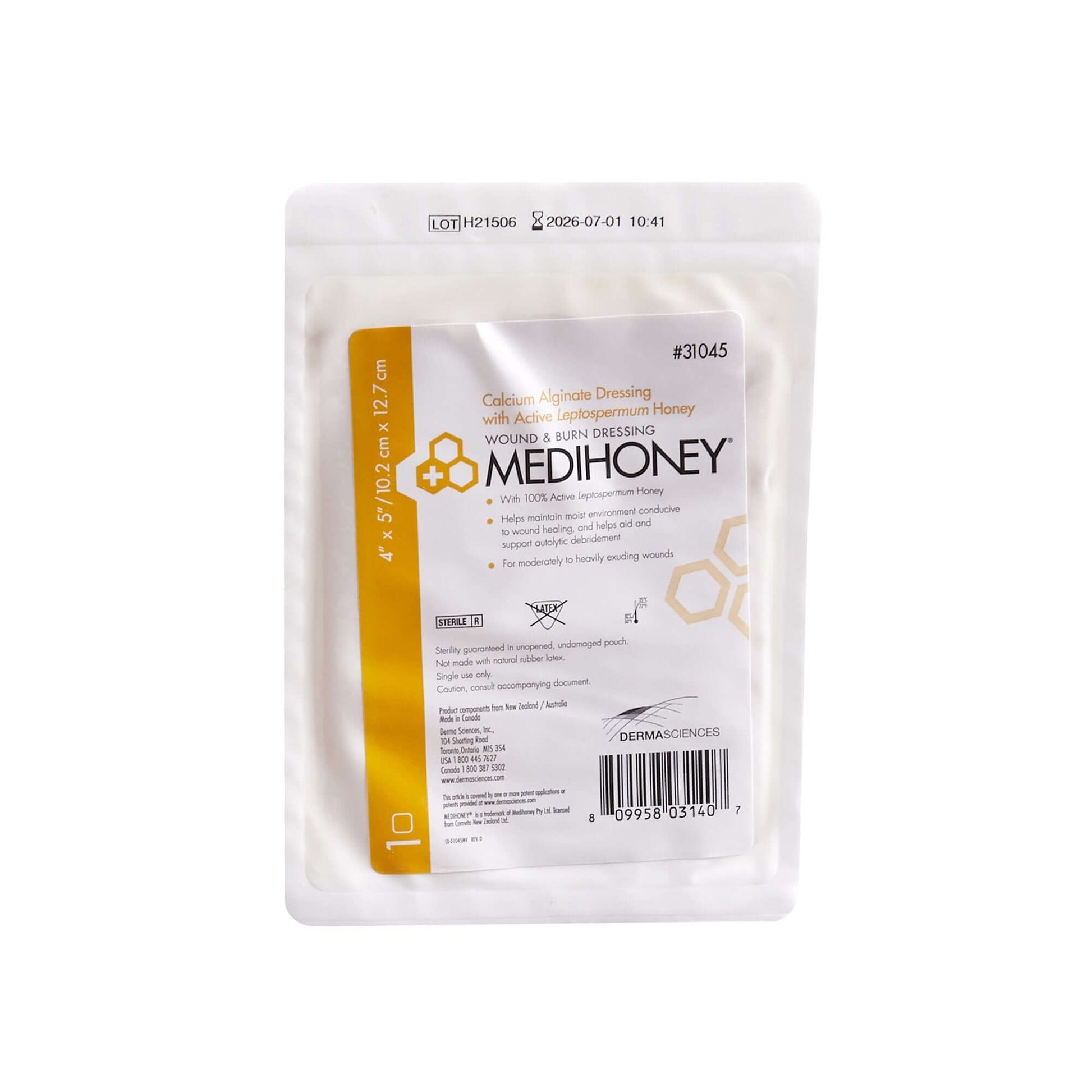 McKesson Honey Impregnated Wound Dressing MEDIHONEY® 4 X 5 Inch McKesson Honey Impregnated Wound Dressing MEDIHONEY® 4 X 5 Inch
