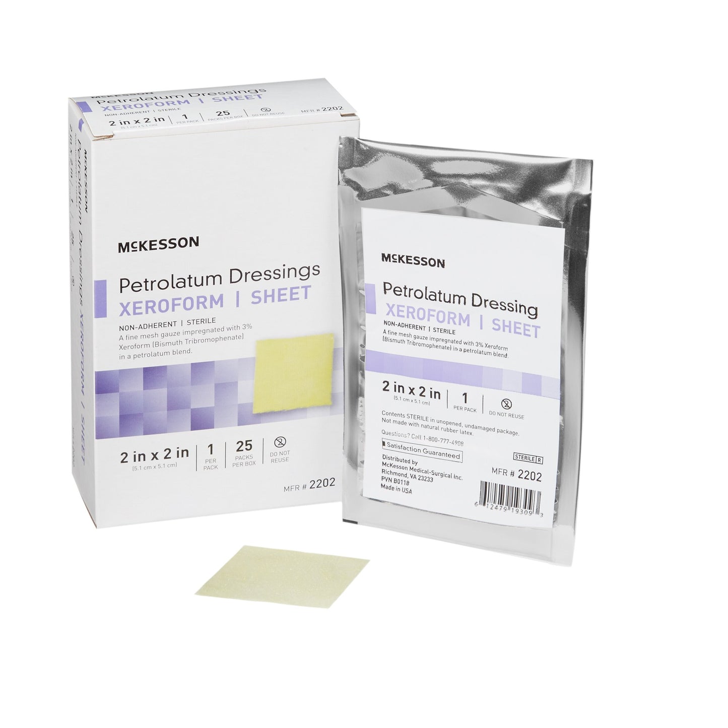 McKesson Xeroform Petrolatum Impregnated Dressing Square 2 X 2 Inch