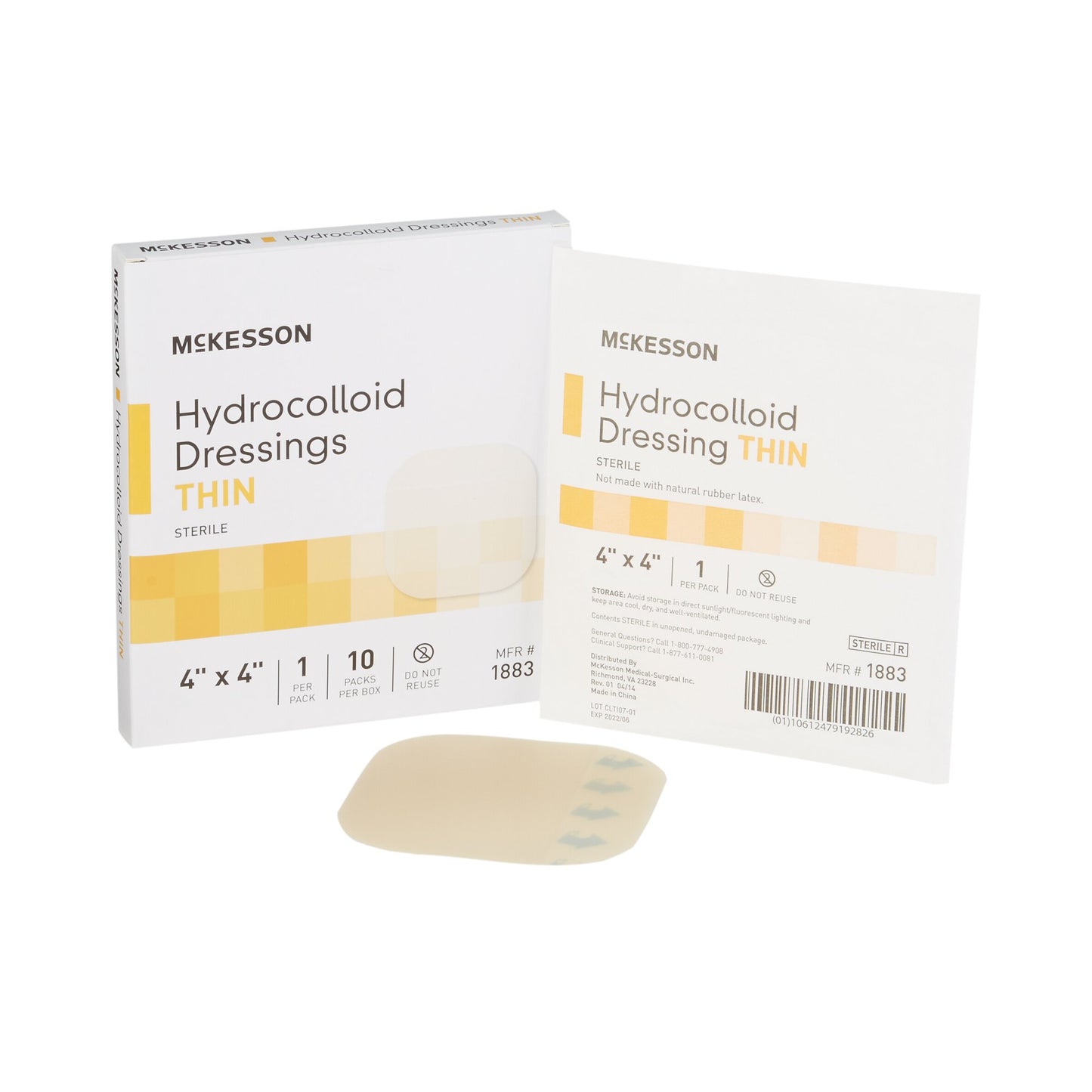 McKesson Thin Hydrocolloid Dressing Film Backing 4 X 4 Inch