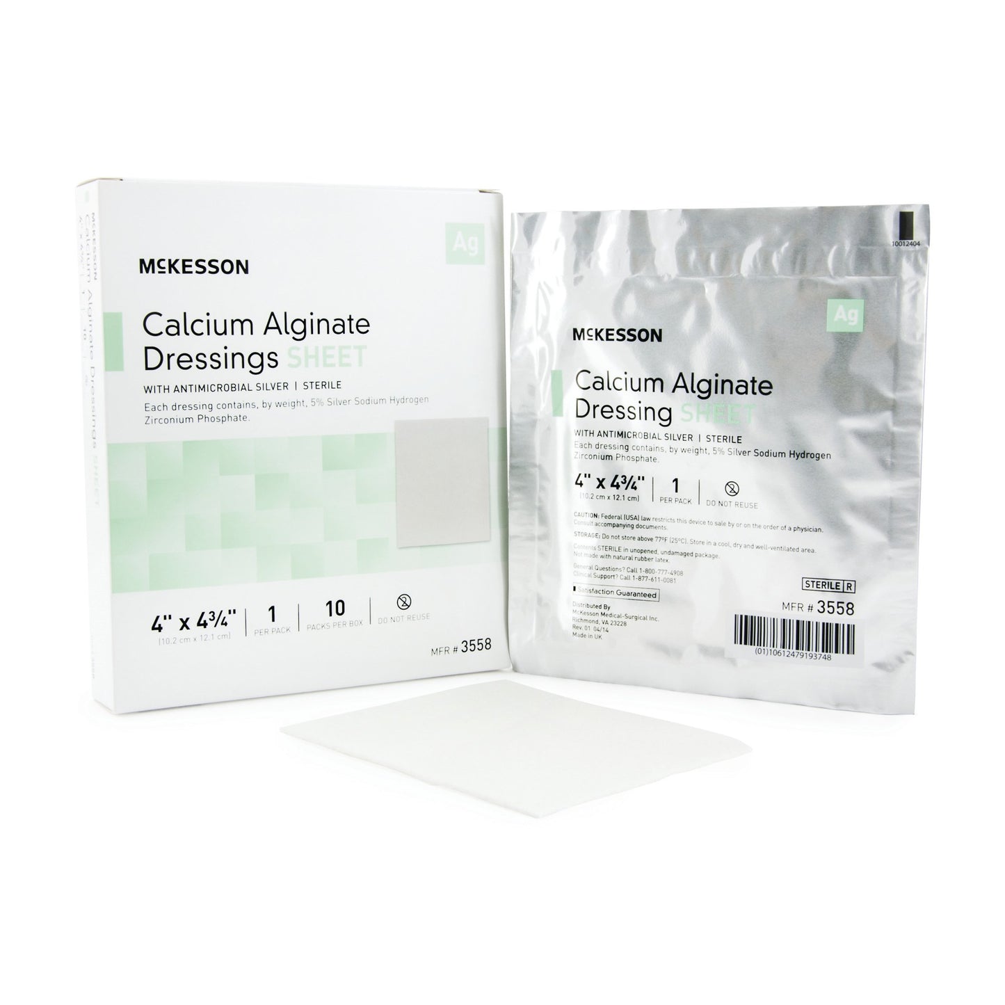 McKesson Silver Alginate Dressing 4 X 4 - 3/4 Inch