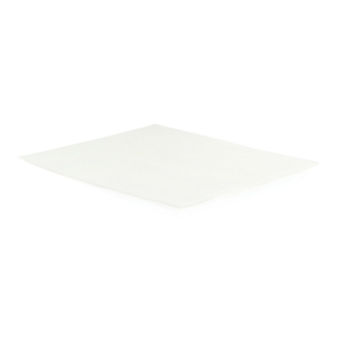 Alginate wound dressing, thin white rectangular pad shown at an angle on white background