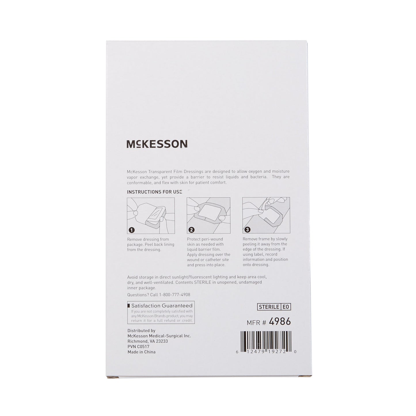 McKesson Transparent Film Dressing 4 X 4 - 3/4 Inch