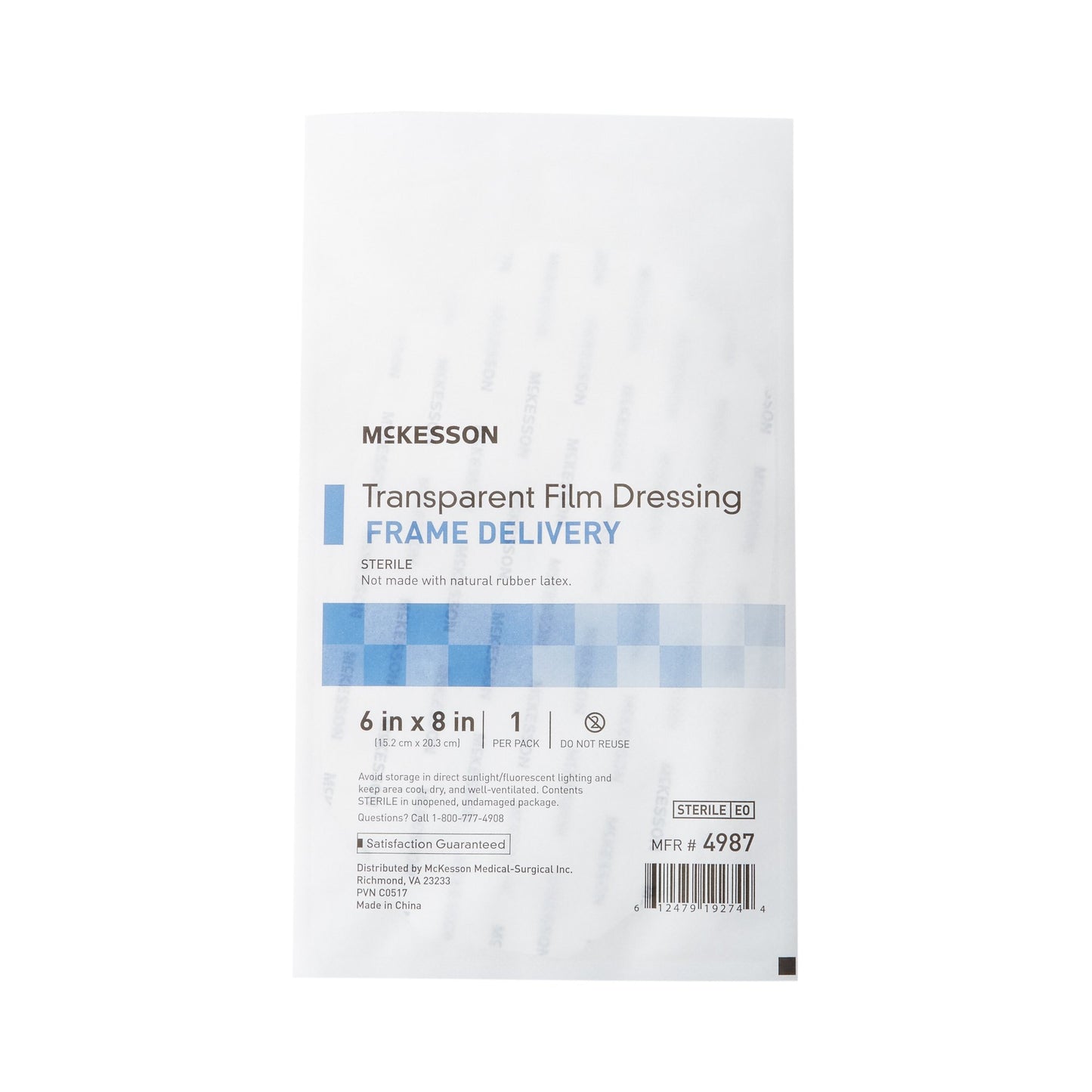 McKesson Transparent Film Dressing 6 X 8 Inch