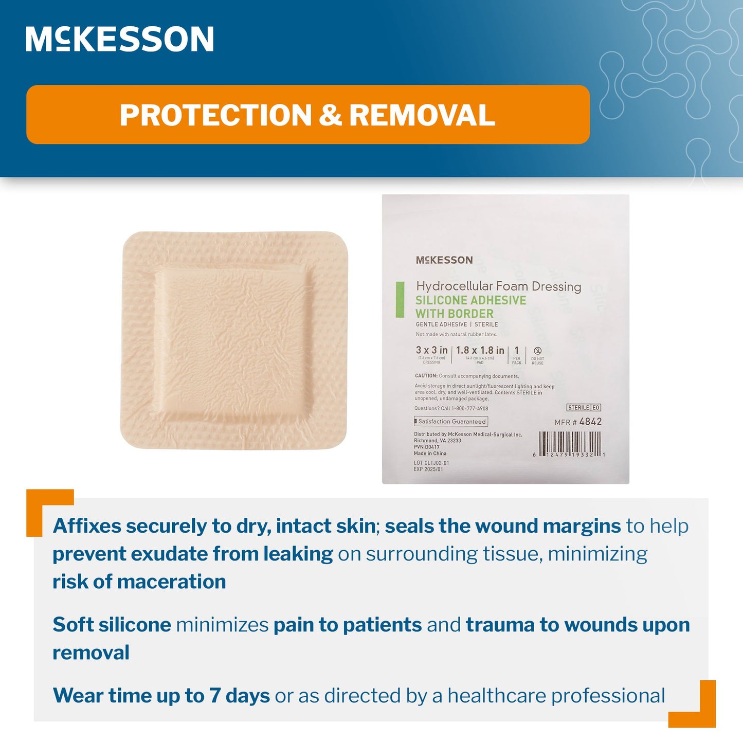 McKesson 5-Layer Foam Dressing 3 X 3 Inch