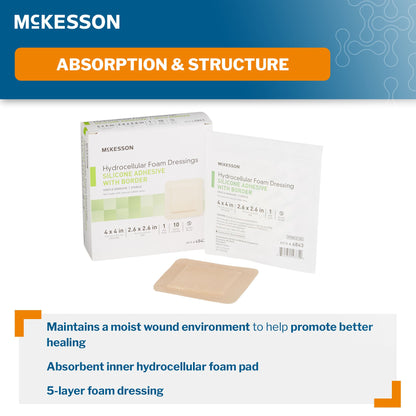 McKesson 5-Layer Foam Dressing 4 X 4 Inch