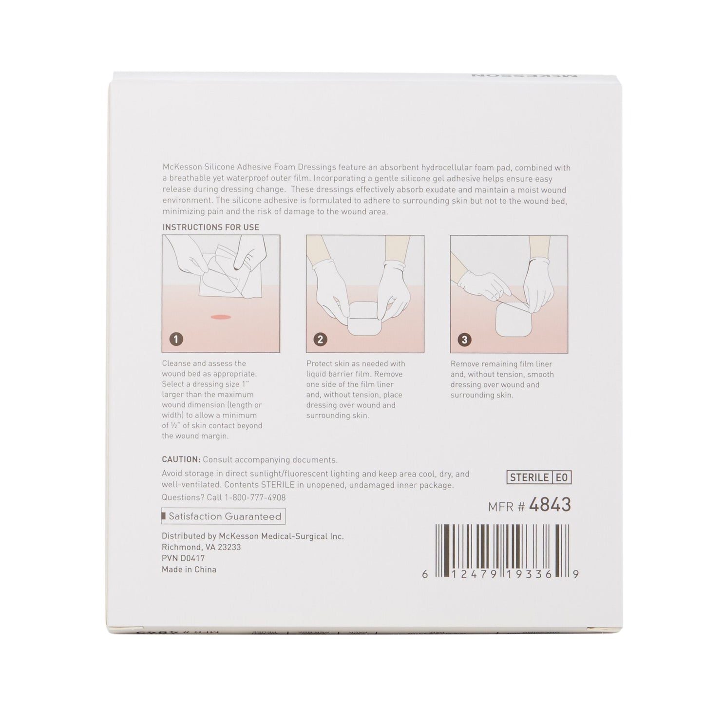 McKesson 5-Layer Foam Dressing 4 X 4 Inch