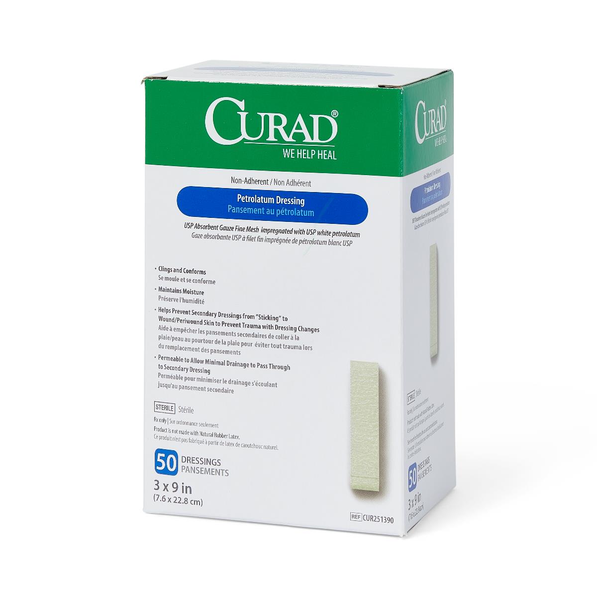 curad oil emulsion dressing Sterile Petrolatum Gauze Dressing, 3