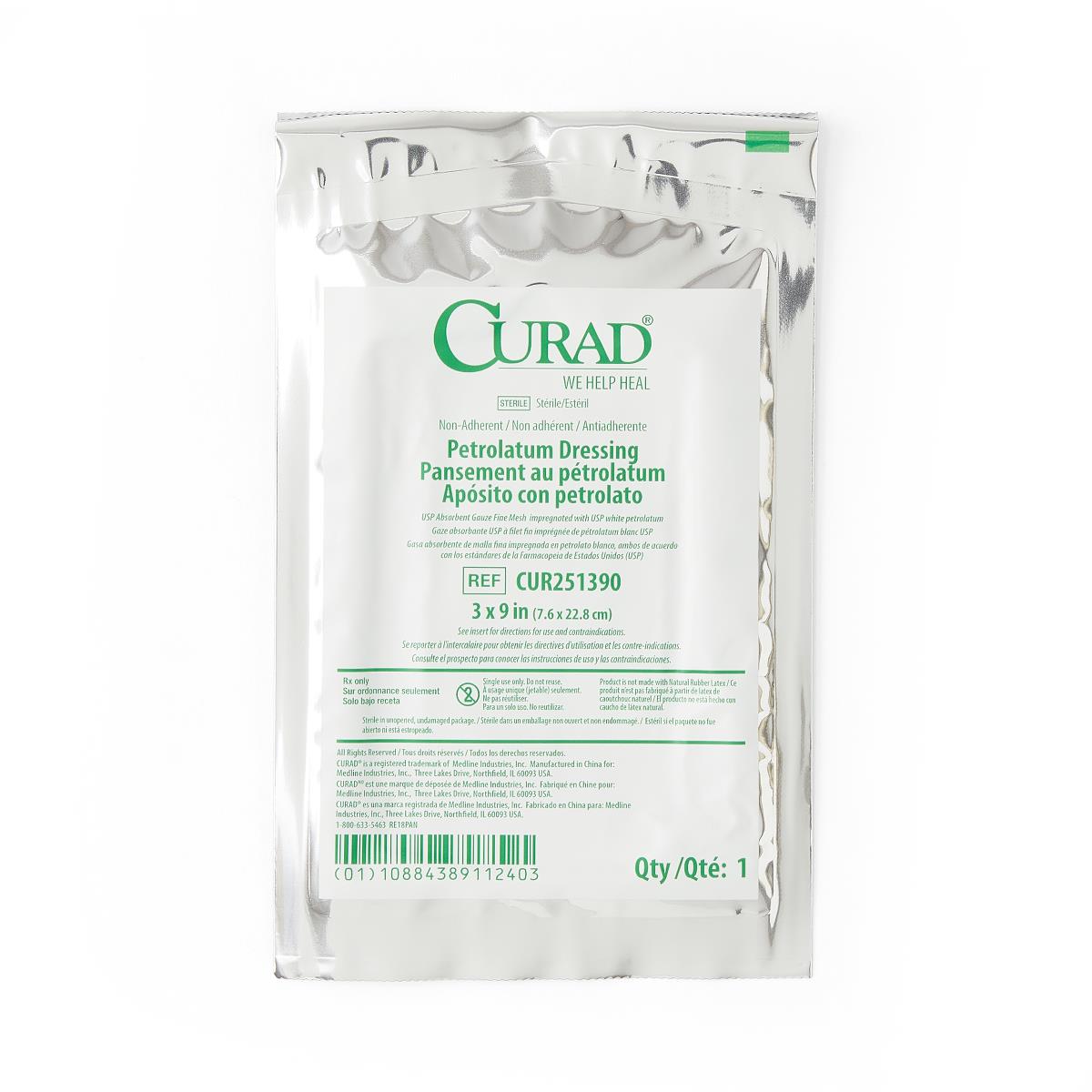Medline CURAD Sterile Nonadherent Petrolatum Gauze Dressing 3x9 box/50