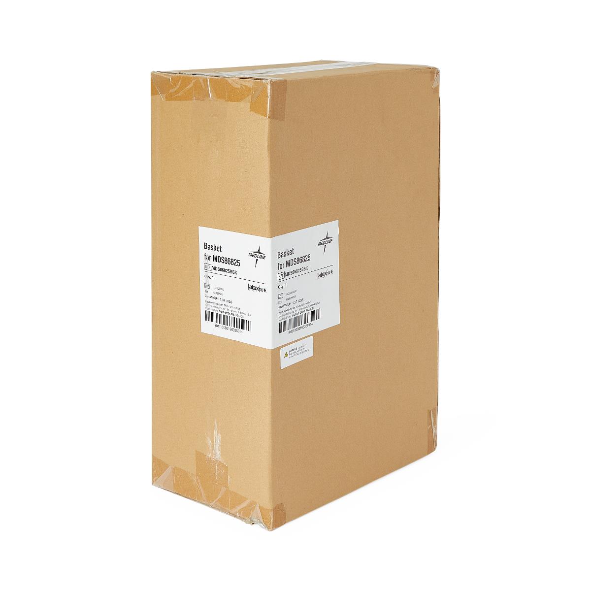 Freedom Rollator basket in sealed cardboard shipping box with product labels on white background